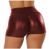 Ženske stilizijske seksi boje PU-kožne vruće hlače Bluze za kratke hlače