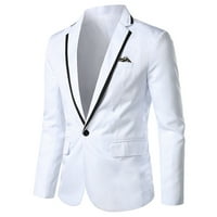 IOPQO jakne za muškarce Muški elegantni casual Solid Blazer Business Wedding Party Oweweard Options White + XL