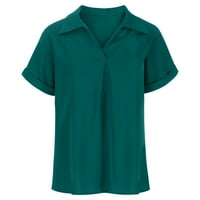 INLEIFE Ljetni vrhovi kratki rukav modni ženski kauzalni V-izrez čvrsta bluza kratki rukav majica ljetnih