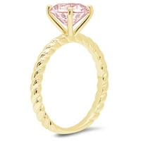 2.0ct okrugli rez ružičasti simulirani dijamant 18k žuto zlato graviranje izjava godišnjica Angažovanje vjenčanog pasijansa veličine 8.25