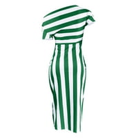 Haljine za žene kratki rukav A-linijski ležerni duljina koljena, Ljetna haljina s ramenom zelena s