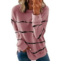 ABCNATURE ženske ležerne vrhove dugih rukava majica s dugim rukavima Crew Bool Block Casual bluza labava tunike vrhovi za odrasle vruće ružičaste XL