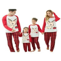 Amiliee Christmas Porodica Pajamas Podudarni set sa vilkom od tiskanog salona za odmor PJ's