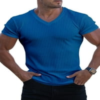 Sanviglor Muškarci Ljetni vrhovi kratkih rukava s majicama pune boje bluza Ležerna majica majica ulica Plava M