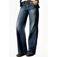 Ženske bljeskalice Jeans High Struk širokog nogu Baggy Jean za žene Vintage Stretch traper hlače modne