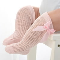 1Pair dugačke cijevi čarape mrežaste bowknot Socks Stripe dječje čarape čarape za žene