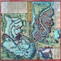 Antikna karta Jeruzalema - Print plakata u boji