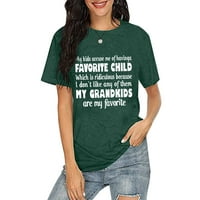 Aaiyomet ženski ljetni vrhovi modni ispis posada za bluze za bluzu za izrez Žene TOP majica slova kratki ženski ljetni vrhovi zeleni, s
