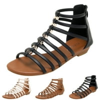 VEDOLAY petene sandale klince ženske drešene ljetne elastične gležnjače, udobne t-remen cipele, siva