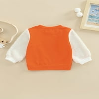 Calsunbaby Toddler Baby Boys Girls Dukserirt Ležerne prilike ispisano Patchwork puloveri dugih rukava nalaze se narančasto-mjeseci narančasto