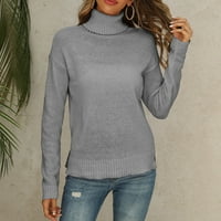 Pješači s dugim pulovjerom za žene za žene obrezane pulover džemperi za žene Dressy Winter Clone Grey L