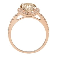 2. CT sjajan krug Clear Clear Simulirani dijamant 18K 18K Rose Gold Halo Solitaire sa Accentima prsten