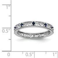 Sterling Silver Silver Spacking izrazi stvorili su veličinu prstena sa safirom: 8; za odrasle i tinejdžere;
