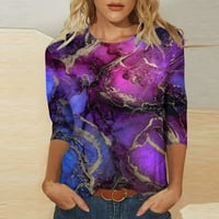 Fall vrhovi za žensku modnu ispisanu labavu majicu rukave bluza okrugli vrat casual vrhovi