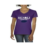 - Ženska majica s kratkim rukavima V-izrez - Nacionalni park Denali