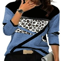 Niveer Color Block Tunic Tops za žene Bluza s dugim rukavima Leopard Plaid Majice Okrugli vrat Pulover casual retro labave T majice S-5XL
