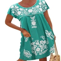 REJLUN Žene Midi haljina kratkih rukava Tunika tunika cvjetnog tiska Ljeto plaža Sundress Hawaiian casual party ljubičasta 5xl