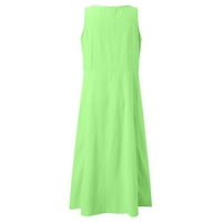 Ketyyh-CHN Plus Veličina ljetne haljine bez rukava ruffle rukava mini haljina na plaži Sunderss Green, L