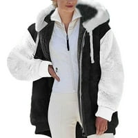 Loyisvidion kaput ženska jakna za toplu FAU kaput zimski patentni patentni rukav dugi rukav, bijela
