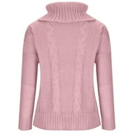 TOQOT Fall džemperi za žene - Turtleneck modni dugi rukav povremeni ženski džemperi crna veličina m