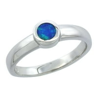 Sterling srebrni ručni umetnik sintetički plavi Opal Okrugli pasijans prsten