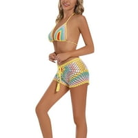 Baycosin Micro bikini dame Ljeto Čvrsto pamučno i posteljina vanjska trgovina rukom kukičani bikini