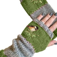 DENGJUNHU ptica vezene rukavice žene zimske tople pletene rukavice bez rukava s topljim rukavima mittens