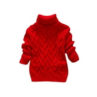 Fattazi Toddler Boys Girls Dječji zimski džemper od pune boje Turtleneck pletena gornja vješanja za