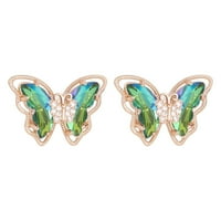 ShldyBC minđuše za žene, 3D Rhinestone Gemstone Gradient Butterfly Copper Micro Umetni minđuše, ljetni