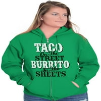 Raunchy Funny Tacos Tuesdays Burritos Zip Hoodie Dukserice Žene Brisco Brands 5x