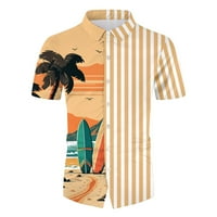 Hanas muške proljeće ljeto casual moda havajska tropska plaža na dugme tiskane kratke majice kratkih