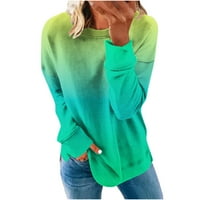 Žene osnovne labave majice gradijent boje dugih rukava s dugim rukavima Top zelena veličina 2xl