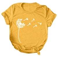 Fragarn ženski vrhovi Žene Ležerne prilike za ispis kratkih rukava Labava majica bluza žuta m