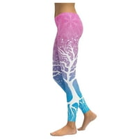 Hanas Hlače žene duge staze hlače trče joga hlače stablo ispisuju tamke plavi xl