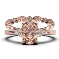 Zasljepljujući minimalistički 2. karat ovalni morgatit i dijamantski movali zaručnički prsten, vjenčani