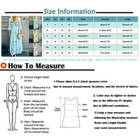 Ljetne haljine za žene tiskane s V-izrezom A-line Maxi modna haljina s rukavima plava m