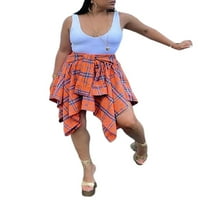 Ženska kratka suknja, plairani kravatni vezati visoki struk nepravilna lažna majica Stil suknje Ljeto labave odjeće