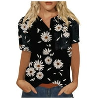 Hanas ženska majica za modnu suncokretu lagana majica s kratkim rukavima niz ležerne ljetne vrhove sa džepom prsa