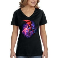 Xtrafly Odjeća Ženska svemir Zmaj Galaxy Flames Fire mitska majica V-izrez