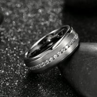Volfram Carbide Wedding W White Cubic cirkonija Eternity Style w Step rubovi u srebrnoj ili crnoj prstenu