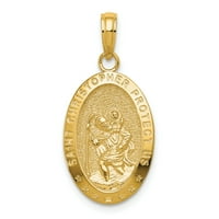 Karat u Karatsu 10k žuti zlatni polirani saint Christopher Medalj Privjesak šarm