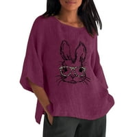 Uskrsni ženski rupni posadni deckati zec smiješni uzorci labave vrhunske majice casual bluza posteljina