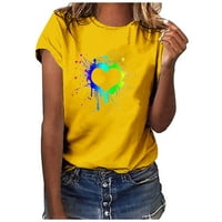 Valentinova majica za žensku majicu Love Heart tiskane košulje kratkih rukava Grafički tinejdžer Ters Casual Loose Fit Bluzes Pulover Thirts Majica