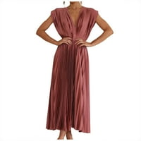 Haljine za ženske haljine bez rukava V-izrez Maxi Backless Loot Fit Y2K moda Elegantna zabava Klub Odmor