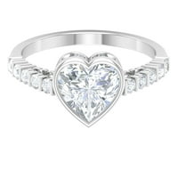 2. CT Oblik srca Moissnitni zaručnički prsten, moissan za žene, srčani solitaire zaručni prsten, 14k bijelo zlato, SAD 6,00