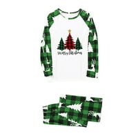 Absuyy Roditelj-Child Nightclothes Sets - Božićna kućna odjeća Topla ispisana pidžama Dvodijelni set zelena veličina xxxl