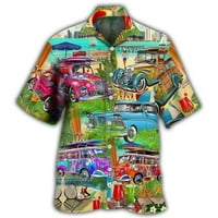 Muška havajska majica Funny Automska majica za muškarce Vintage Modni kratki rukav Muška odjeća Streetwear Partwnown bluza