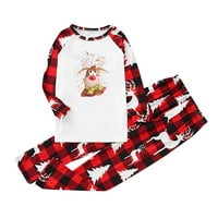 Udobna dvodijelna slatka topla plaža pidžama, božićna kućna odjeća za roditelj-dijete crvena