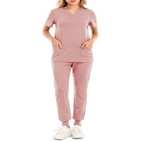 Kapreze Ženski piling vrhovi + hlače džepovi Medicinski set Solid Crubs Crip moderni odijelo V izrez