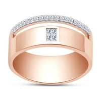 Carat ct.t.w Princess i okrugli rez Prirodni dijamantski godišnjica vjenčani prsten za vjenčanje u 14K ružin zlatne prstene veličine-11,5